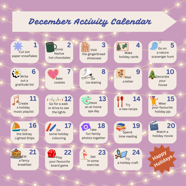December Activity Calendar