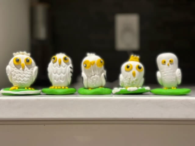 IKCA family craft of 5 ceramic owls