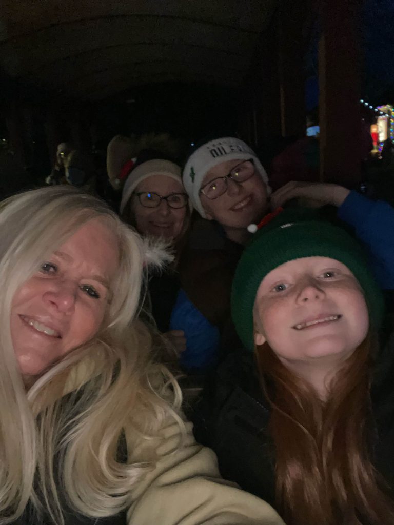 Family enjoying train ride